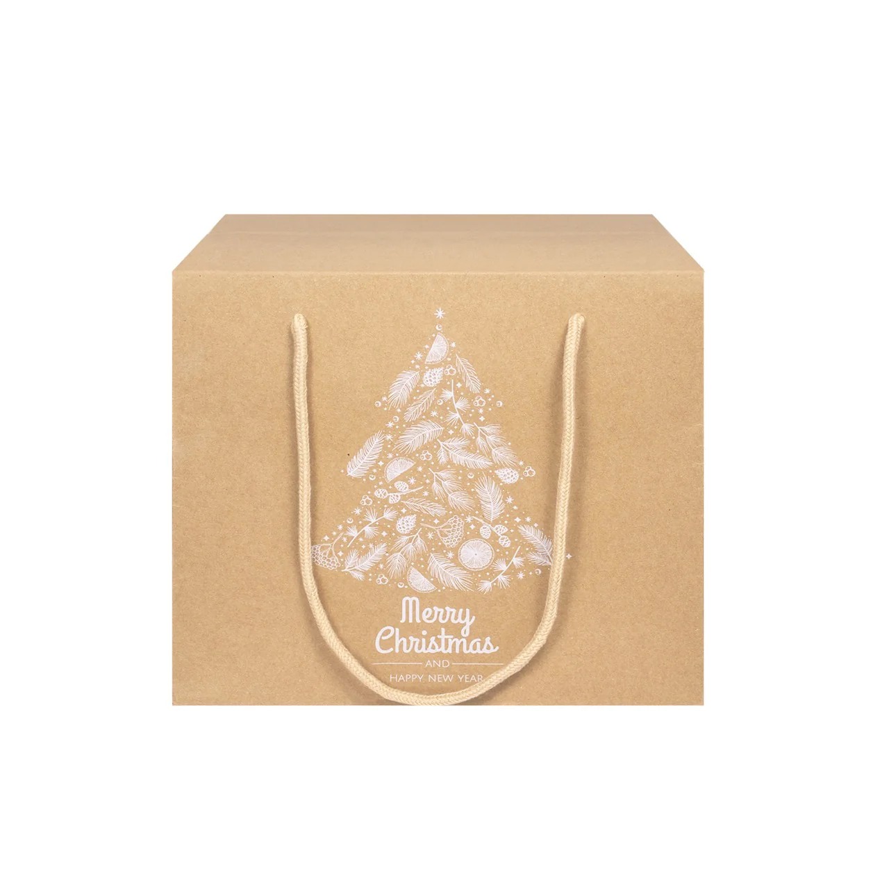 Bag Box Carta Kraft Albero stampa Bianca - Image 3