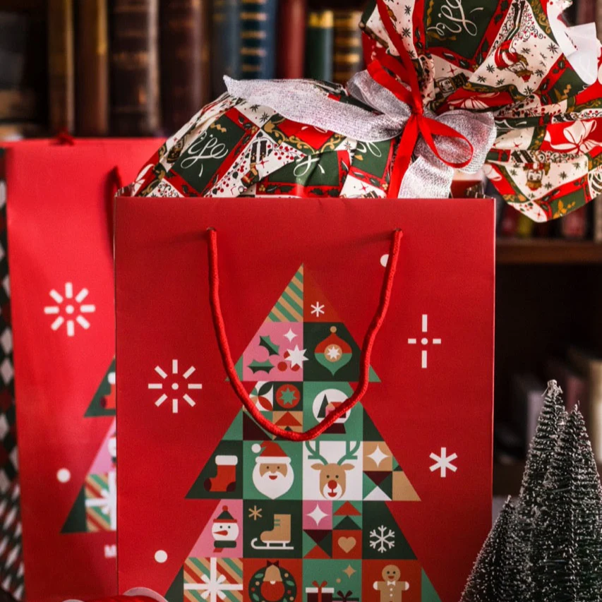 Busta Shopper fondo largo fantasia Joy Merry Christmas - Image 2