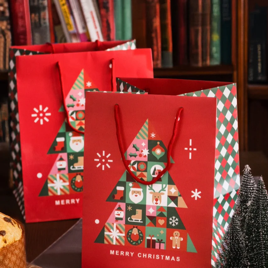 Busta Shopper fondo largo fantasia Joy Merry Christmas - Image 3