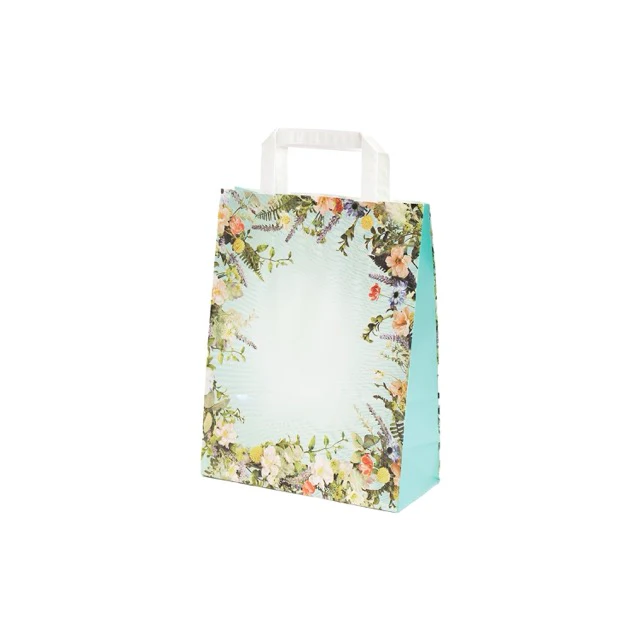 Shopper Carta Fantasia Floreale Maniglia Piattina