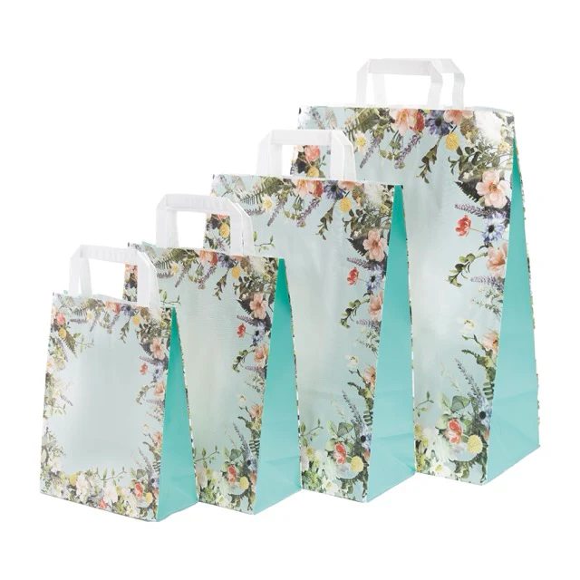 Shopper Carta Fantasia Floreale Maniglia Piattina - Image 3