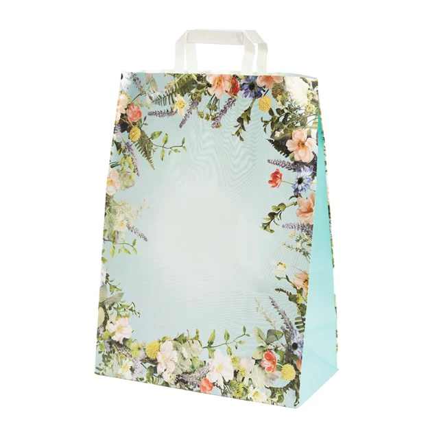 Shopper Carta Fantasia Floreale Maniglia Piattina - Image 5