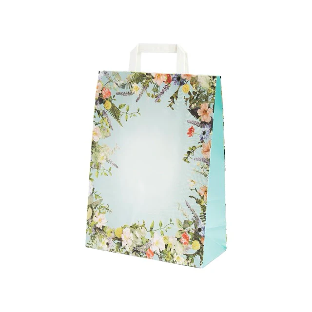 Shopper Carta Fantasia Floreale Maniglia Piattina - Image 6