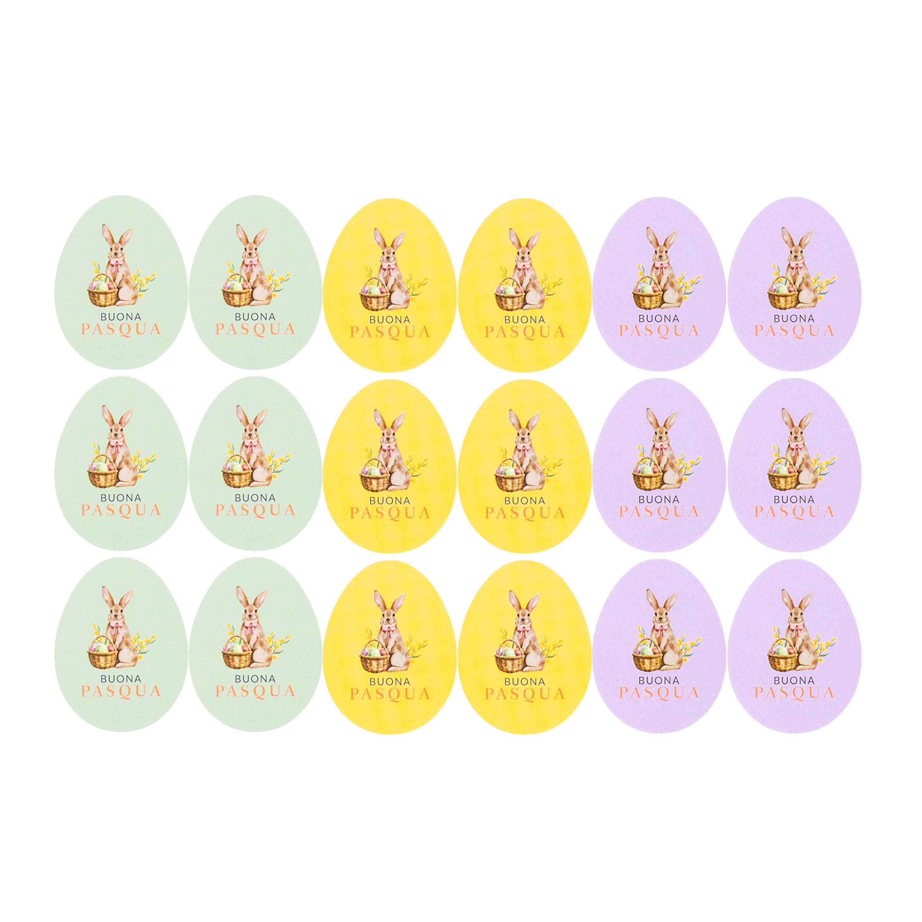 Etichette Buona Pasqua con Coniglio Mix cm 3x4