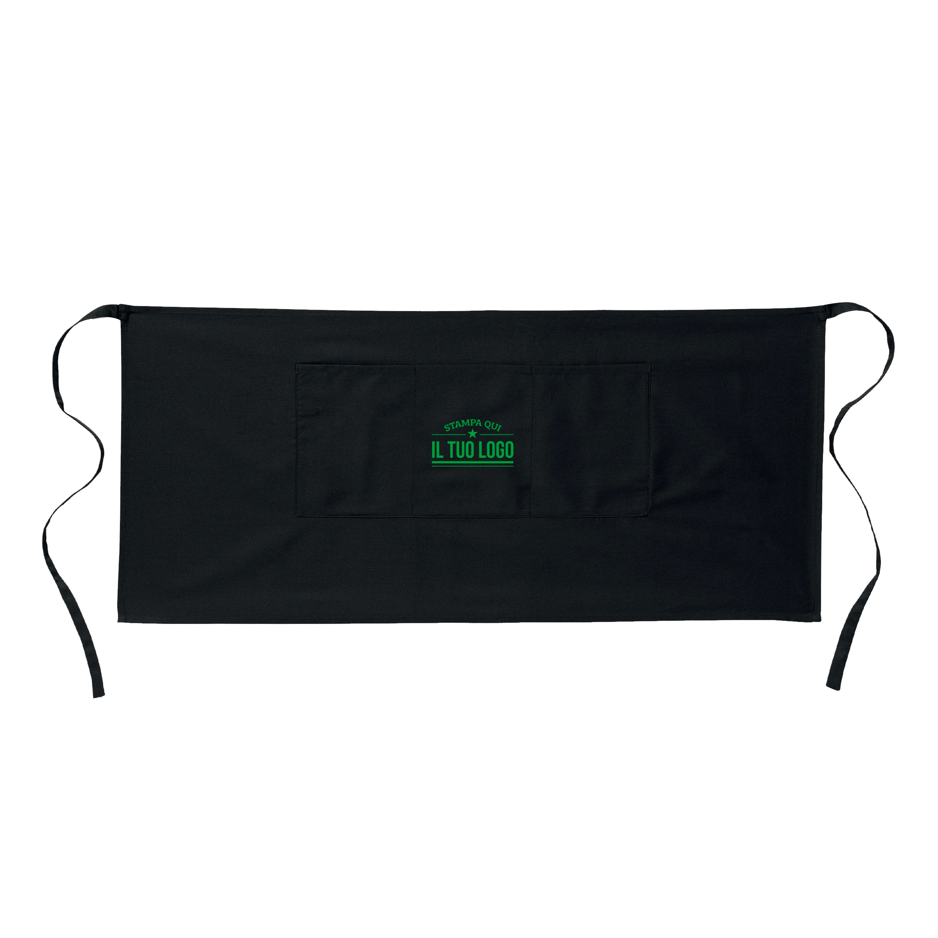 Grembiule Nero Corto Senza Tasche Personalizzabile - Image 10