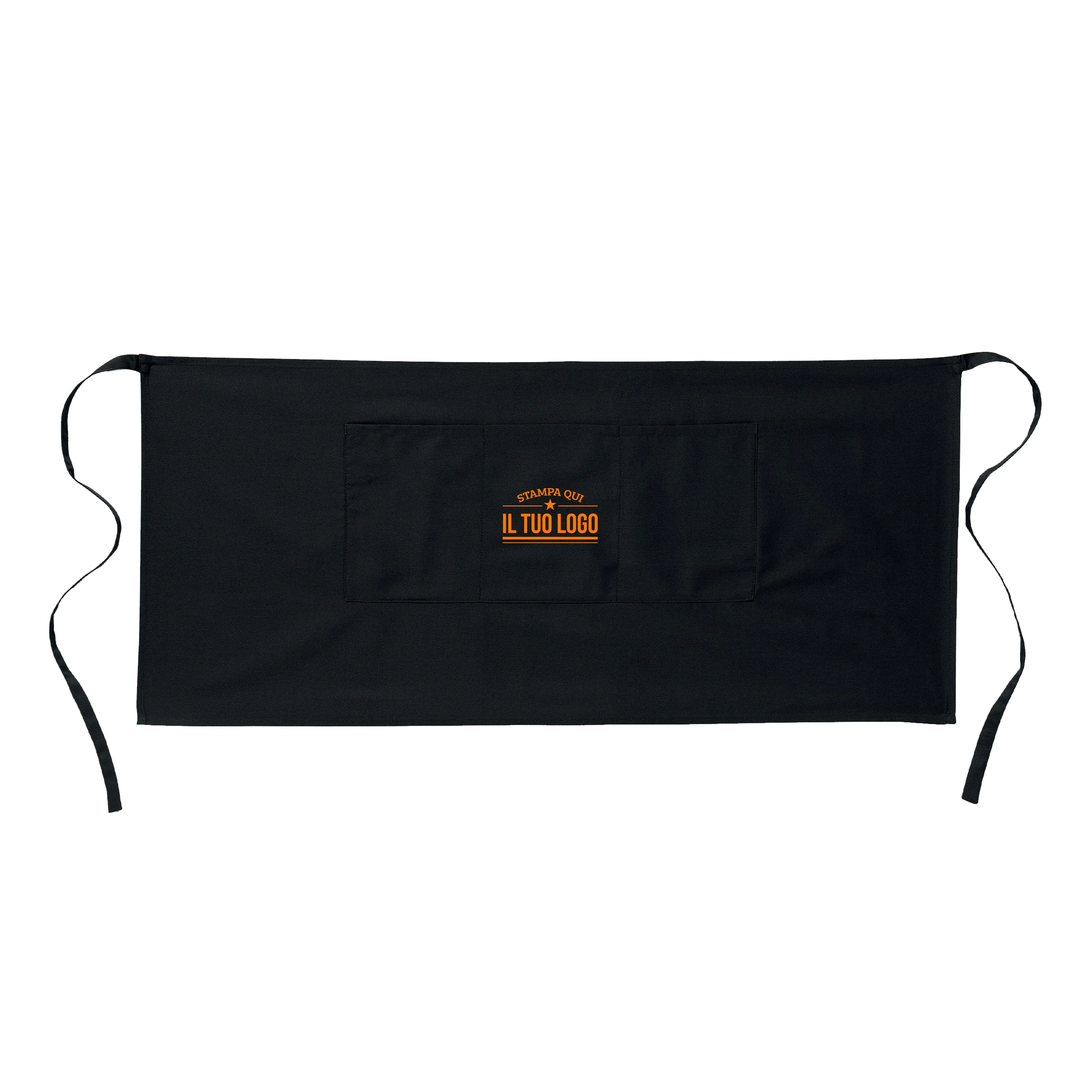 Grembiule Nero Corto Senza Tasche Personalizzabile - Image 11