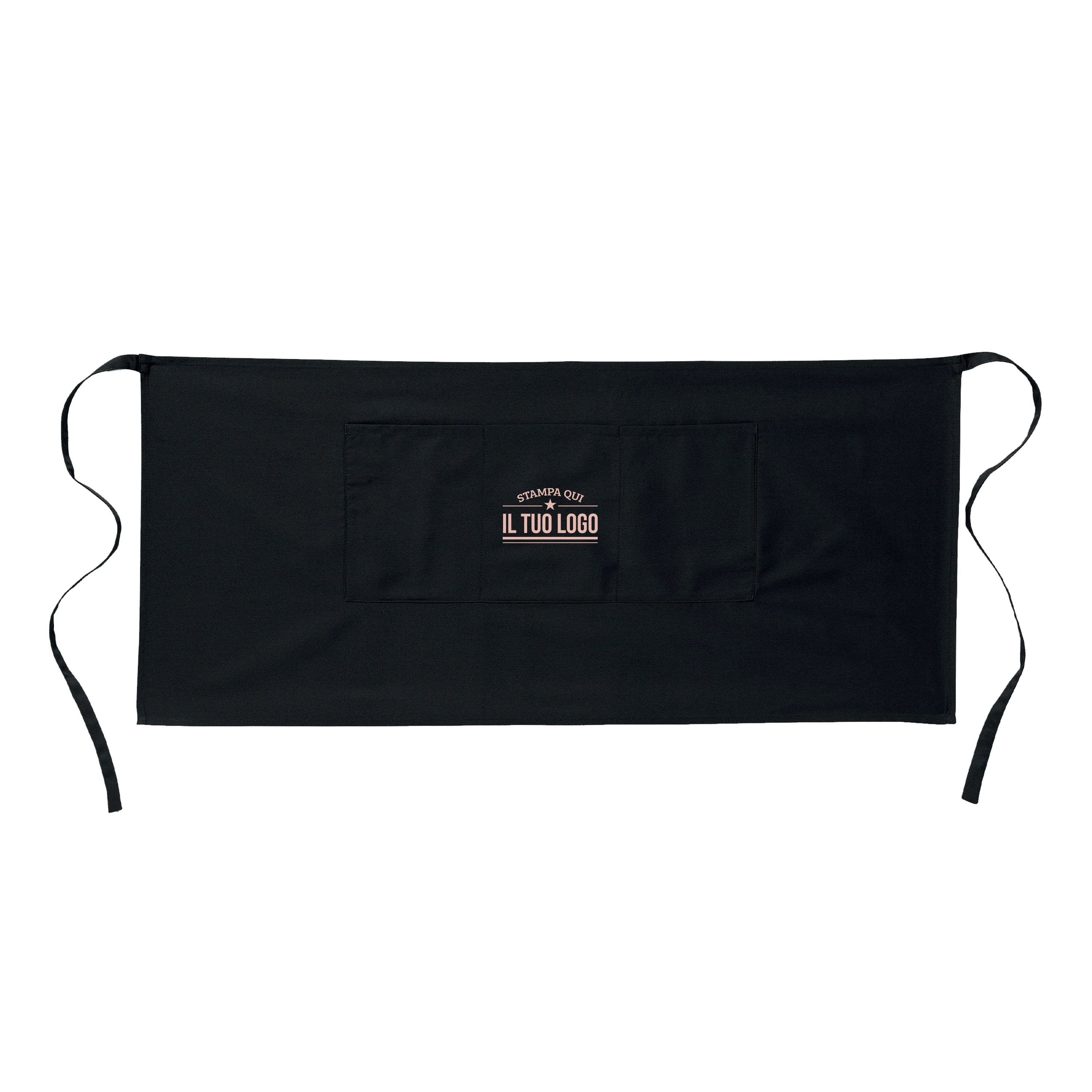Grembiule Nero Corto Senza Tasche Personalizzabile - Image 13
