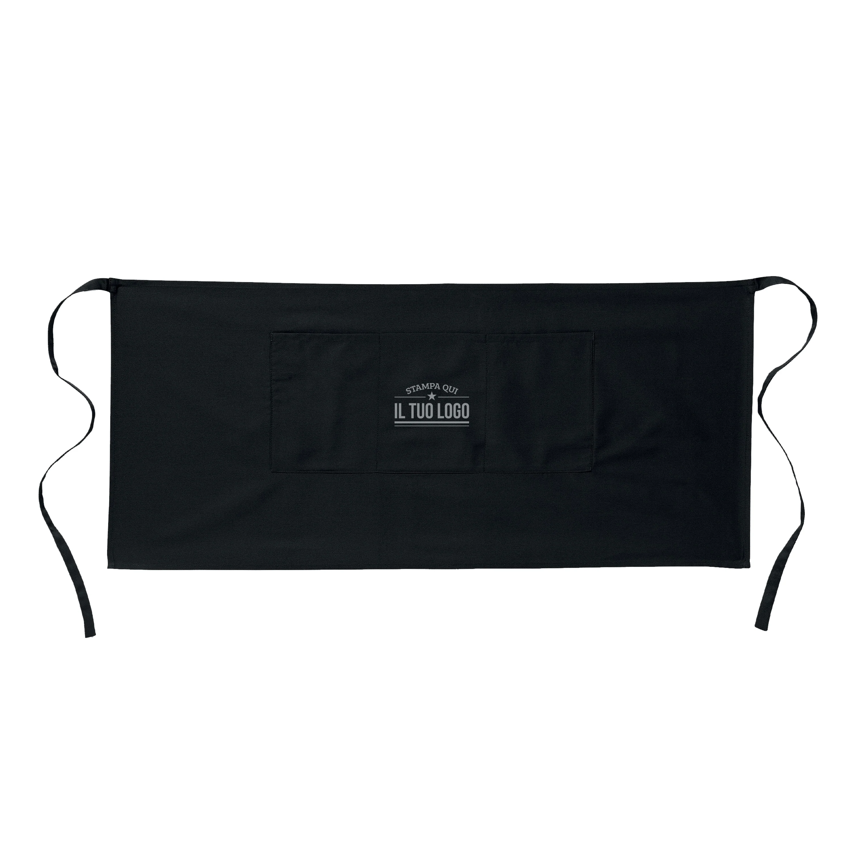 Grembiule Nero Corto Senza Tasche Personalizzabile - Image 14