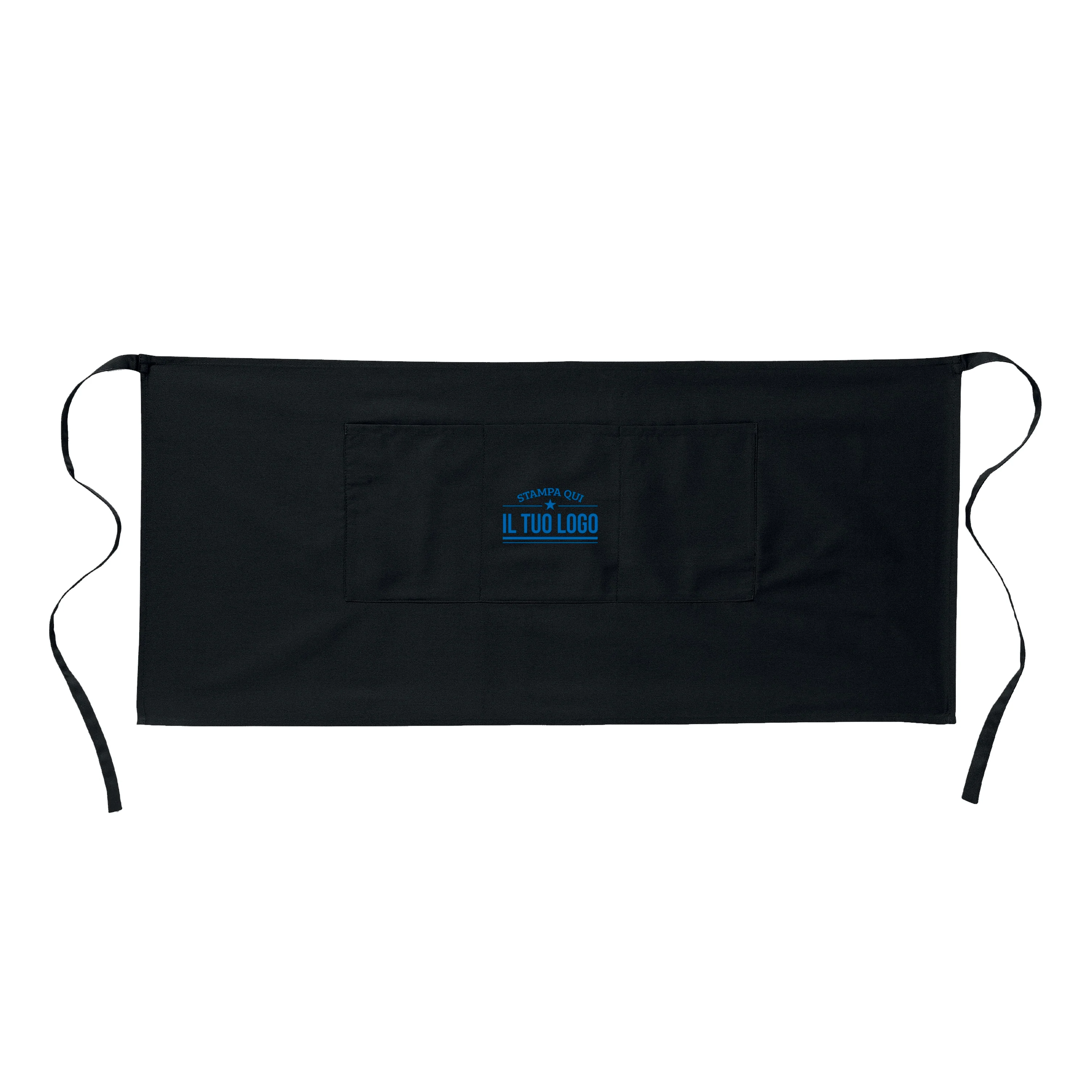 Grembiule Nero Corto Senza Tasche Personalizzabile - Image 4