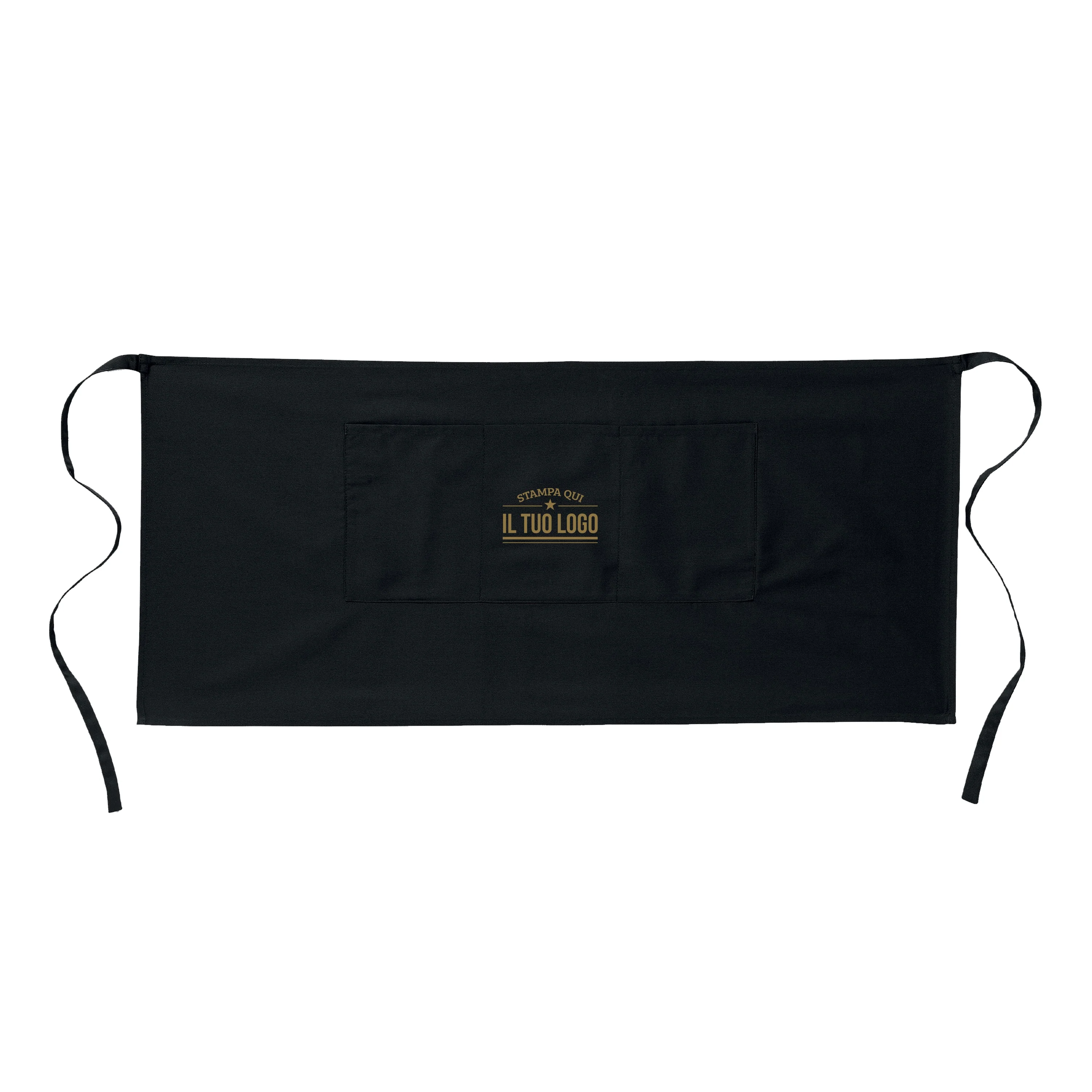 Grembiule Nero Corto Senza Tasche Personalizzabile - Image 6