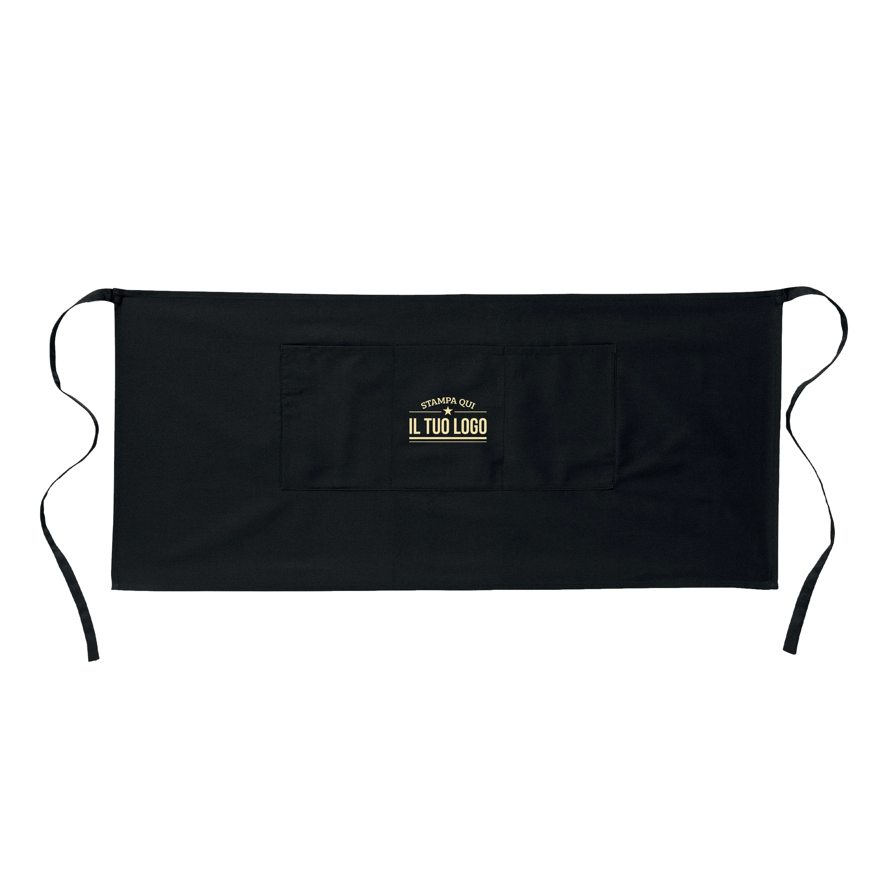 Grembiule Nero Corto Senza Tasche Personalizzabile - Image 7