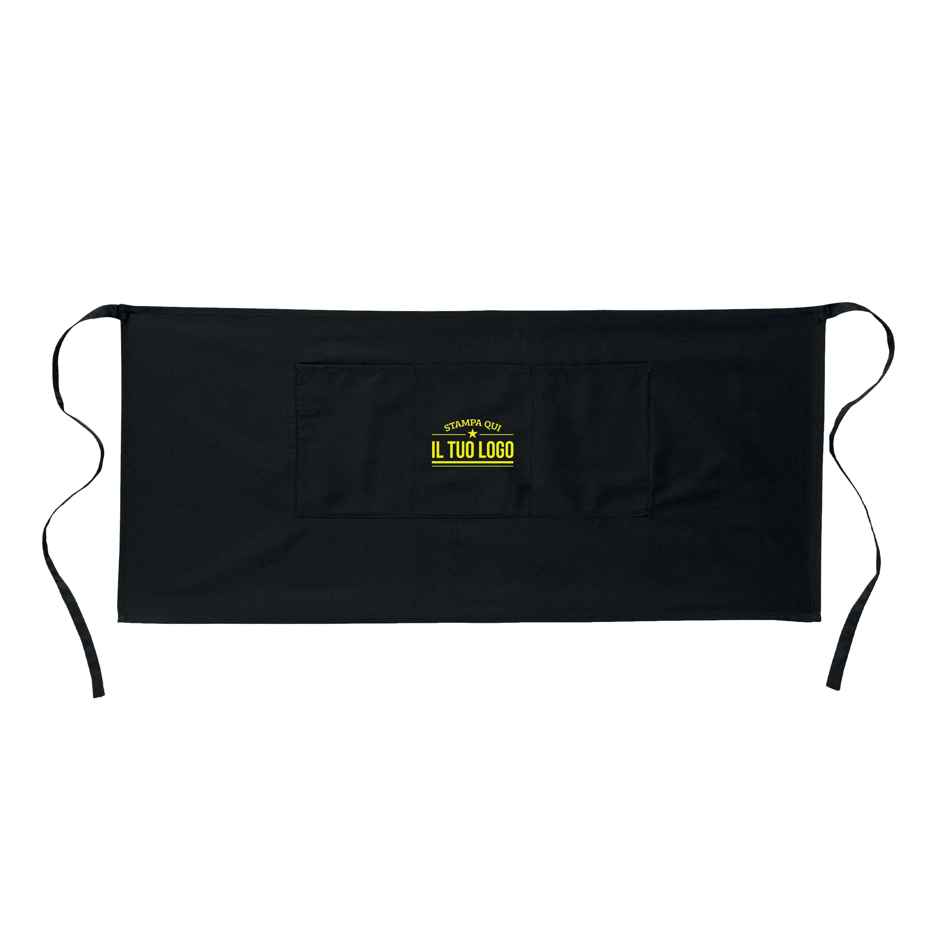Grembiule Nero Corto Senza Tasche Personalizzabile - Image 8