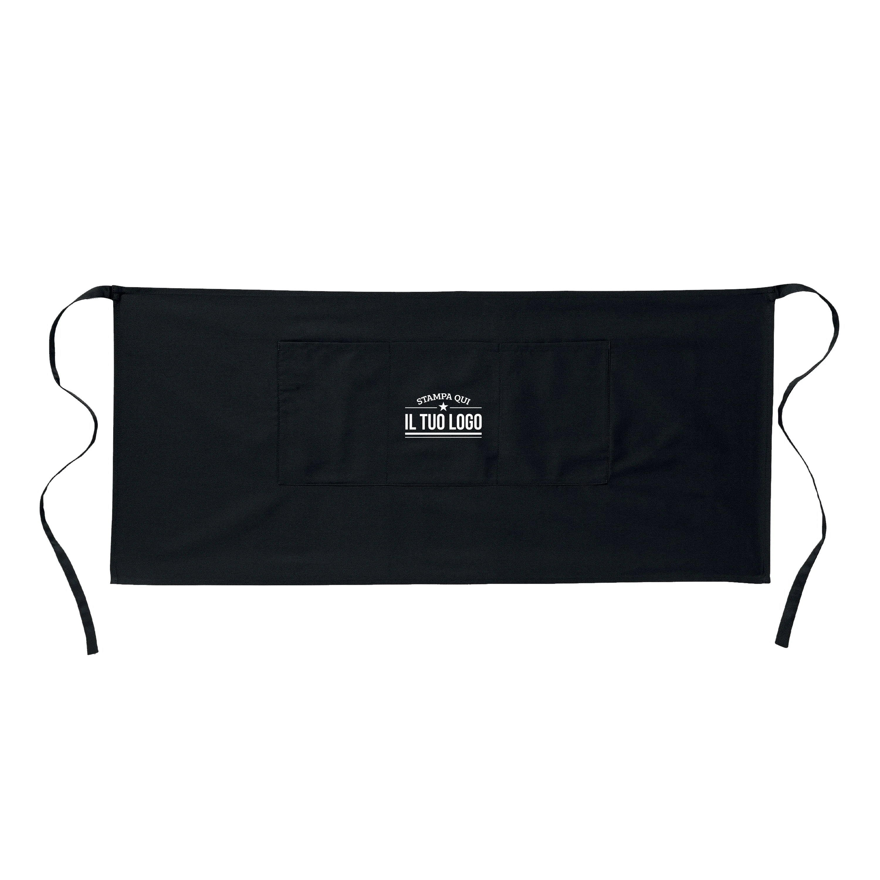 Grembiule Nero Corto Senza Tasche Personalizzabile - Image 9