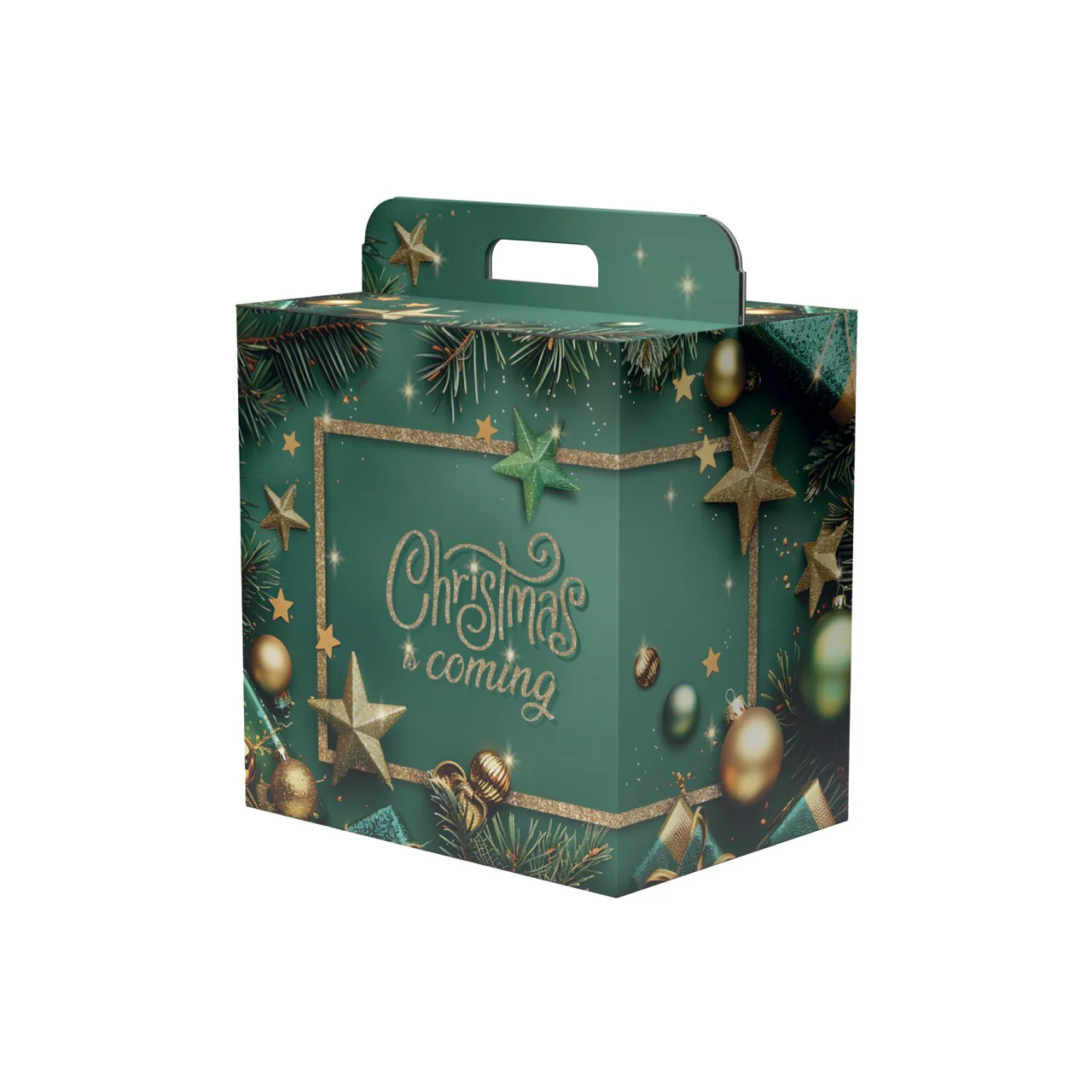 Scatole Natalizie Manigliate Christmas Coming Decori Oro - Image 2