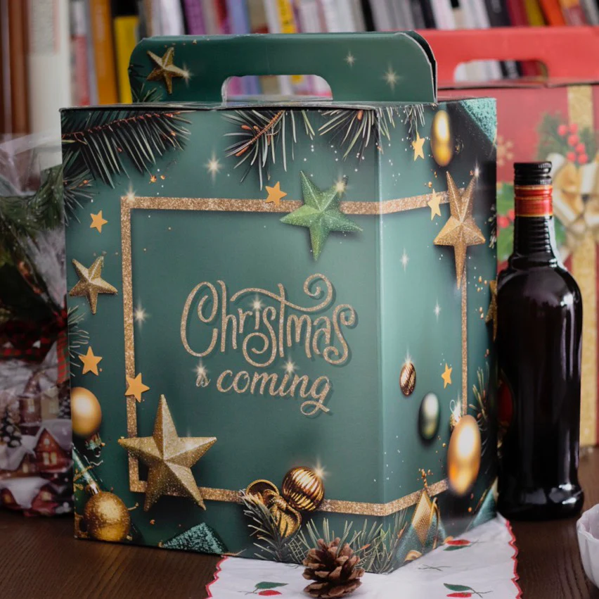 Scatole Natalizie Manigliate Christmas Coming Decori Oro - Image 3