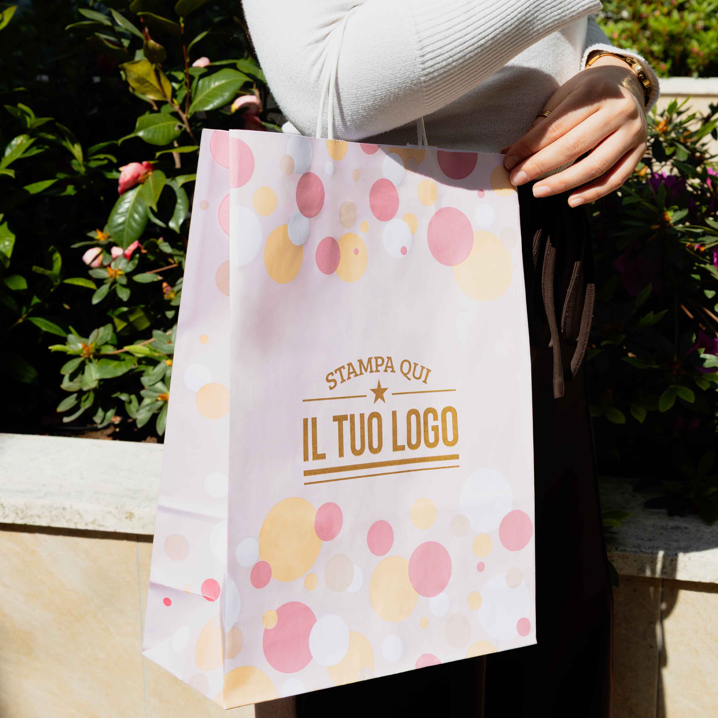 Shopper Carta Bolle Rosa Personalizzabili - Image 2