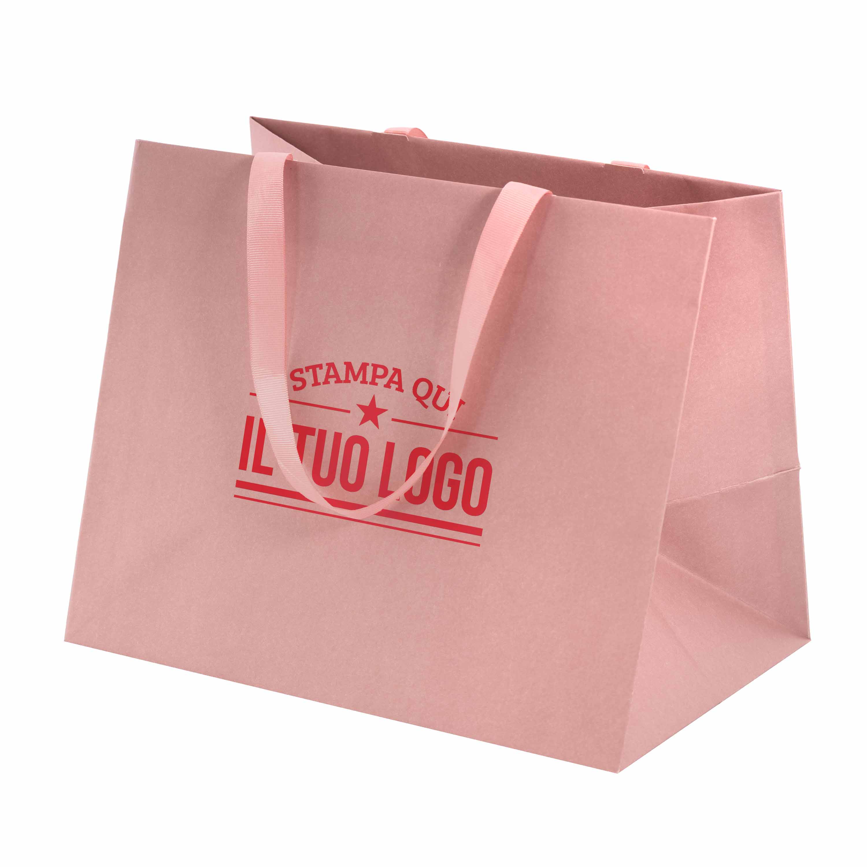 Shopper Carta Elegance con manici Gros Grain Fondo Largo