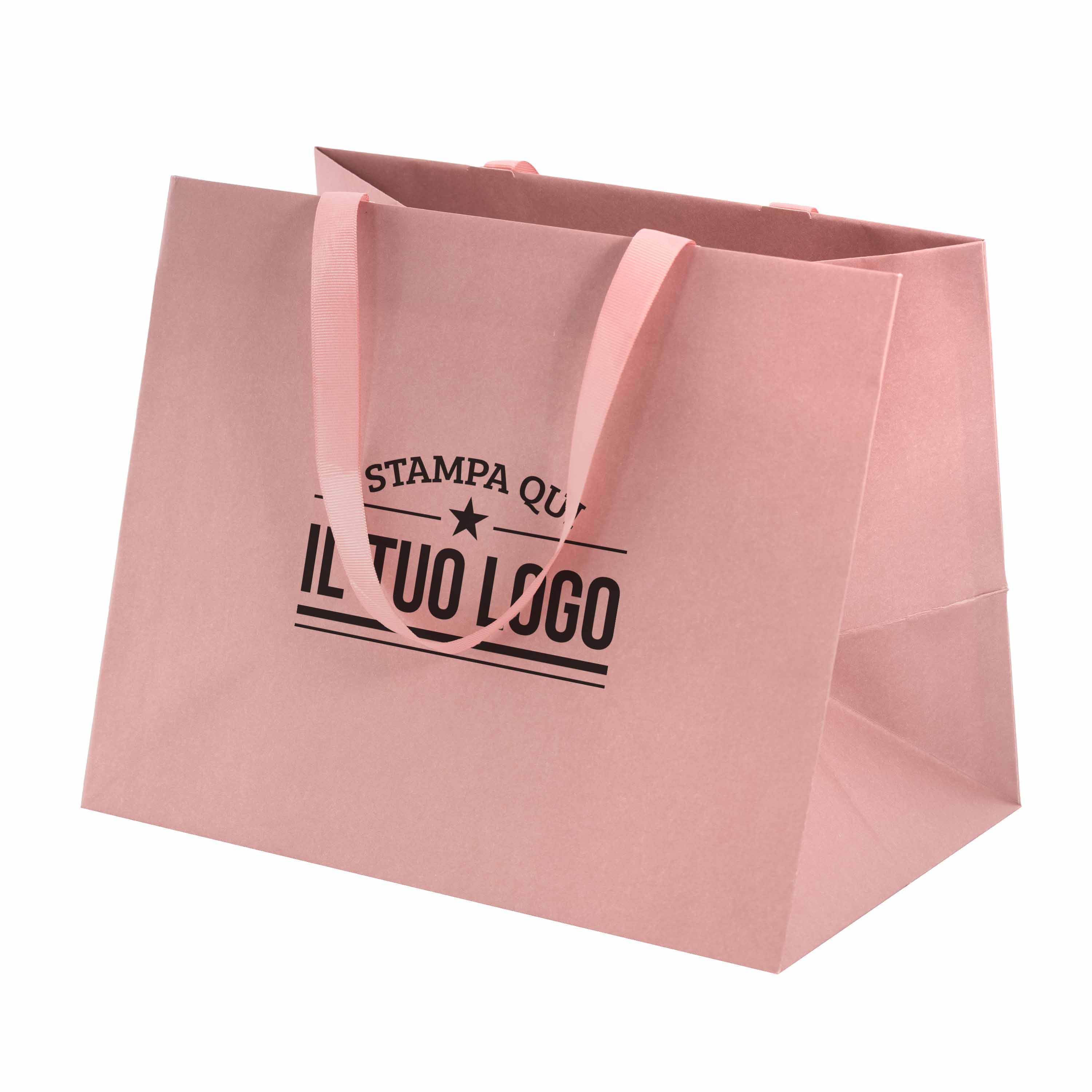 Shopper Carta Elegance con manici Gros Grain Fondo Largo - Image 3