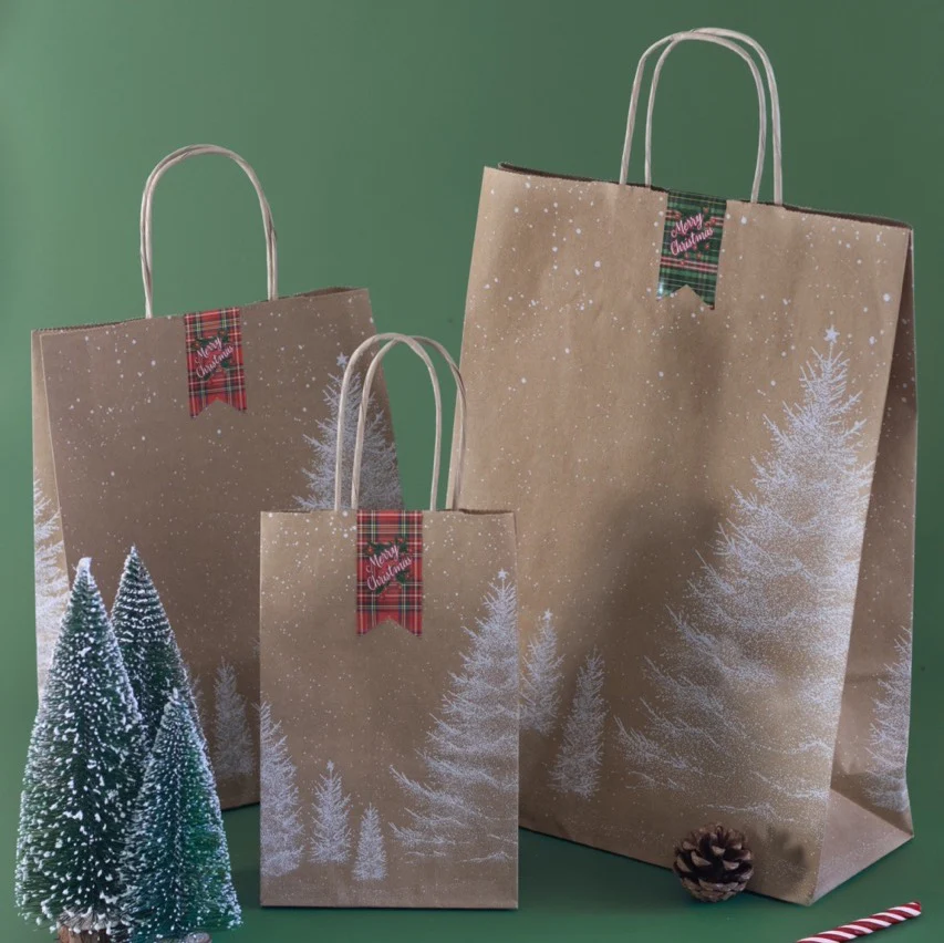 Shopper Carta Kraft Bianco Natale - Image 2
