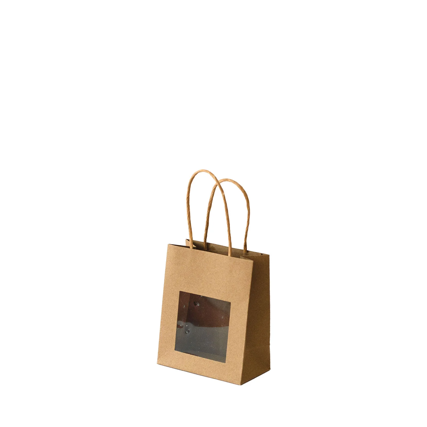 Shopper Carta Kraft cordino con finestra Avana - Image 3