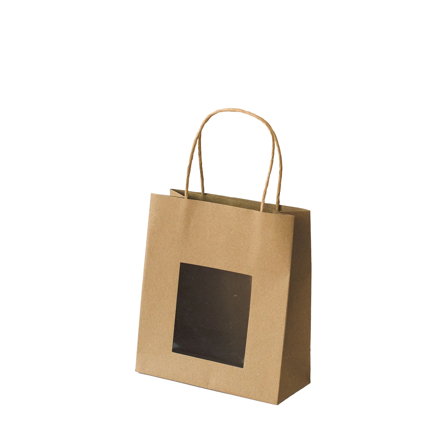 Shopper Carta Kraft cordino con finestra Avana - Image 4