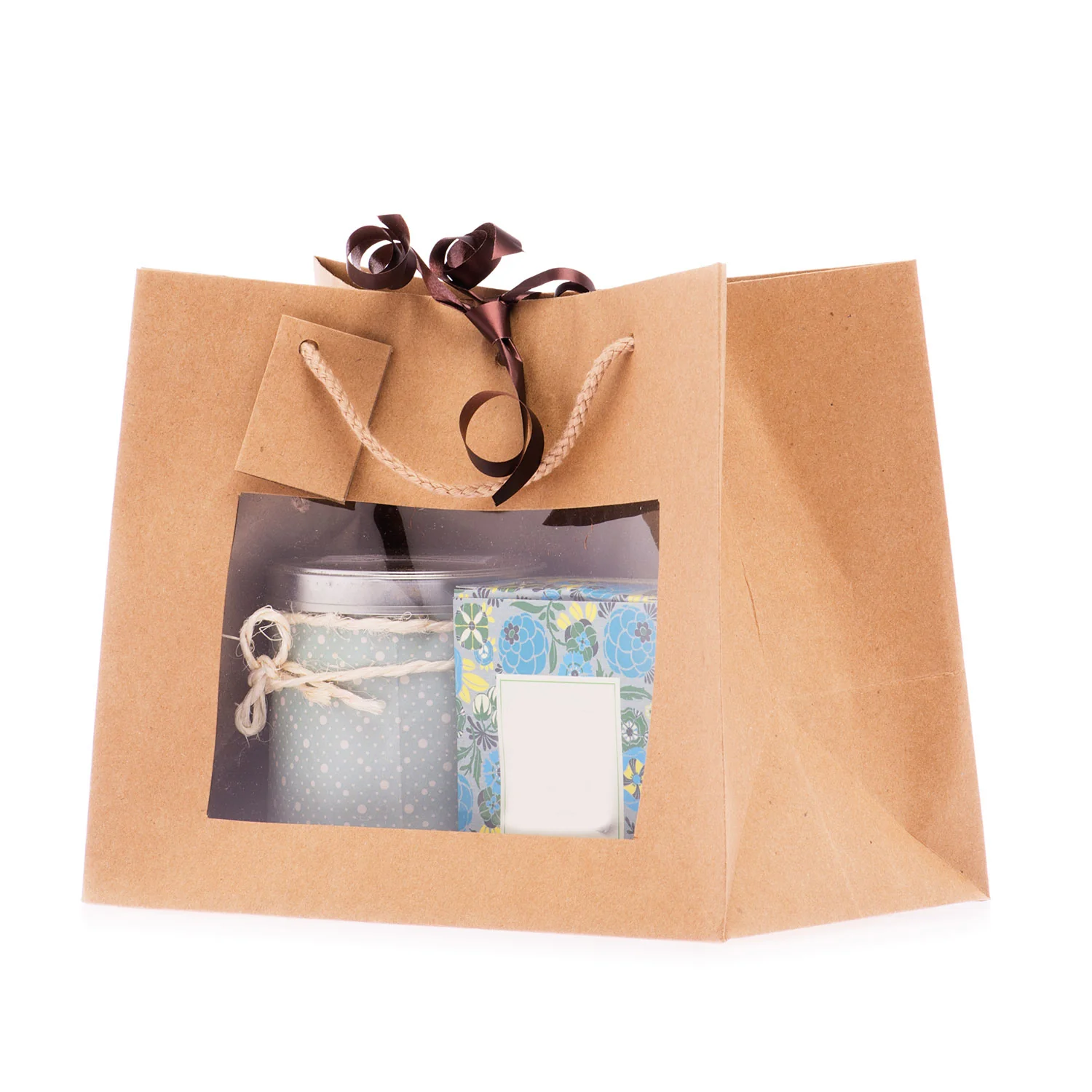 Shopper Carta Kraft Lusso con Finestra Avana - Image 4