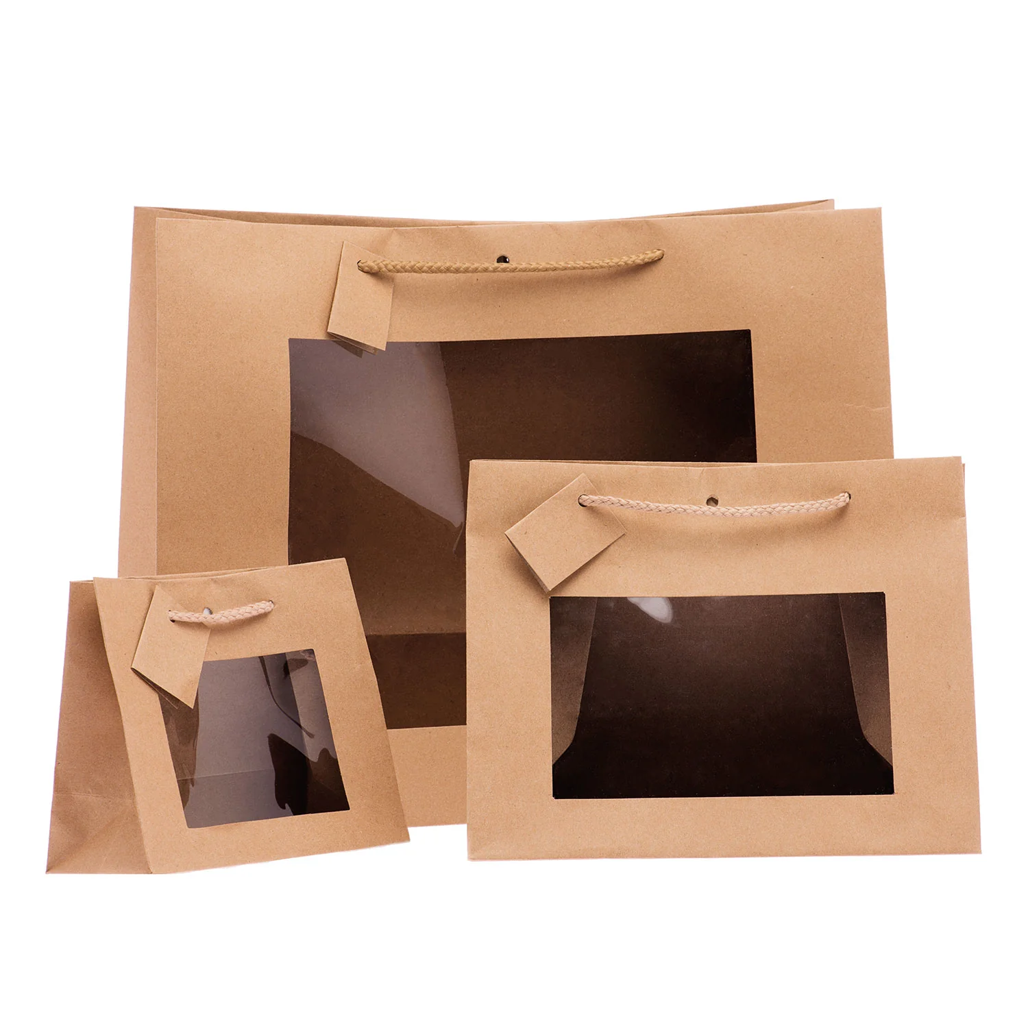 Shopper Carta Kraft Lusso con Finestra Avana - Image 5