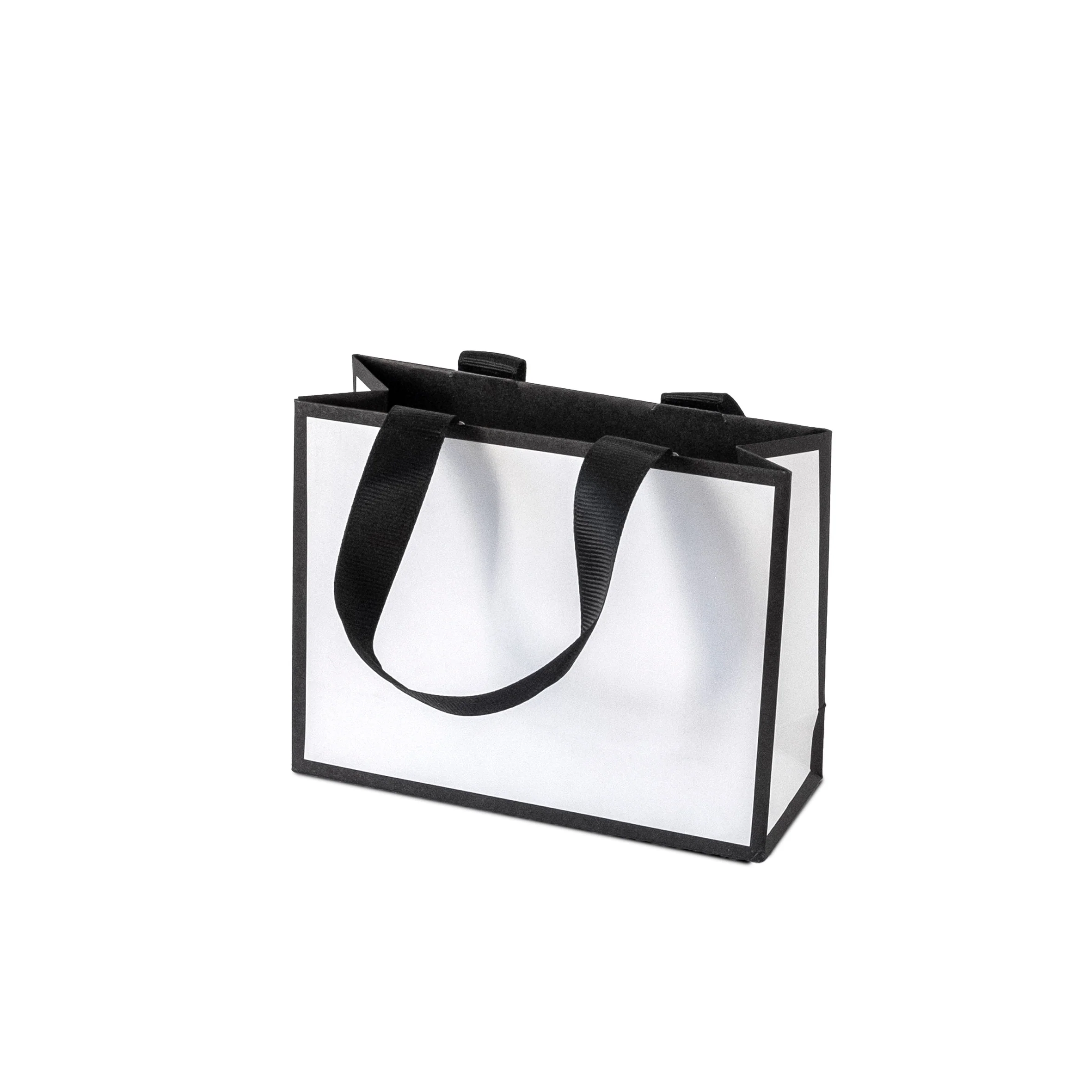 Shopper Carta Lusso Black Frame con Manici in Nastro Gros Grain - Image 5