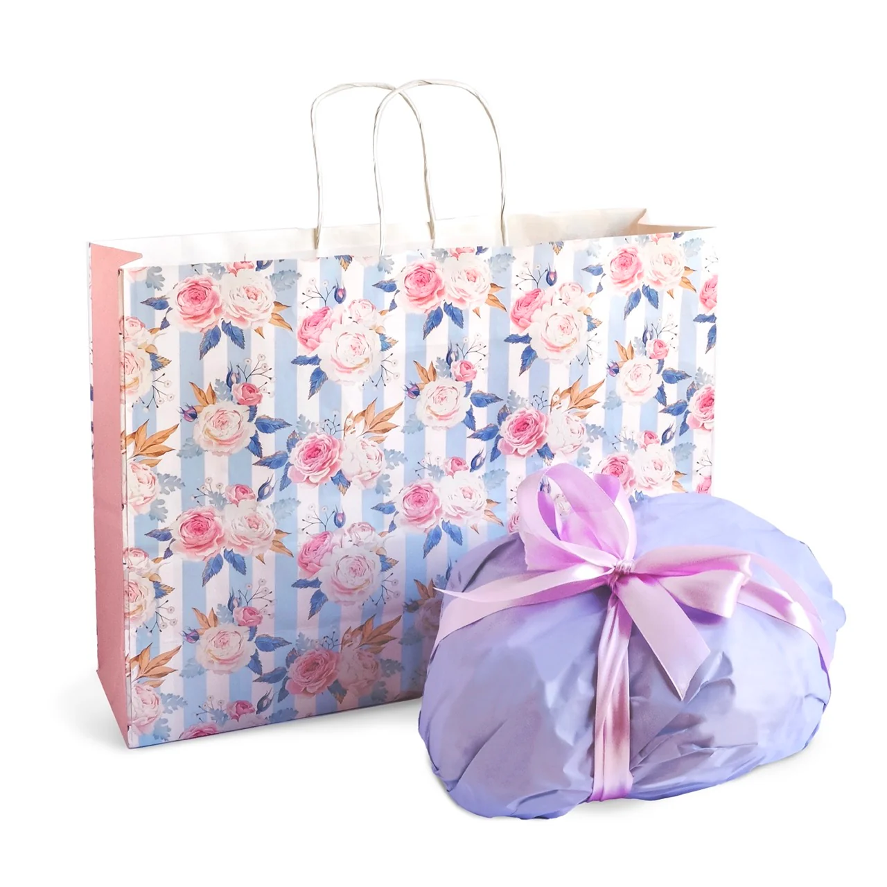 Shopper Carta Fantasia Rose Shabby Chic Manico in Cordino - Image 11