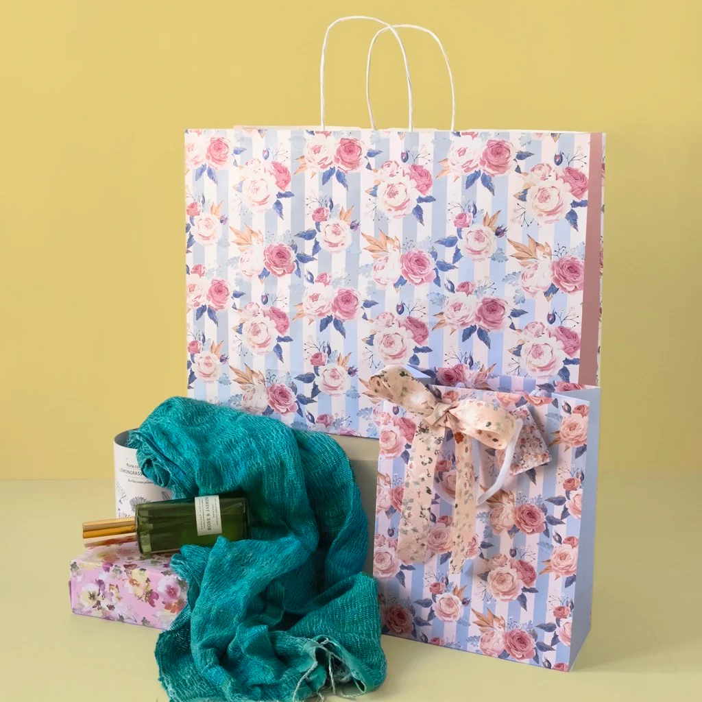 Shopper Carta Fantasia Rose Shabby Chic Manico in Cordino - Image 14