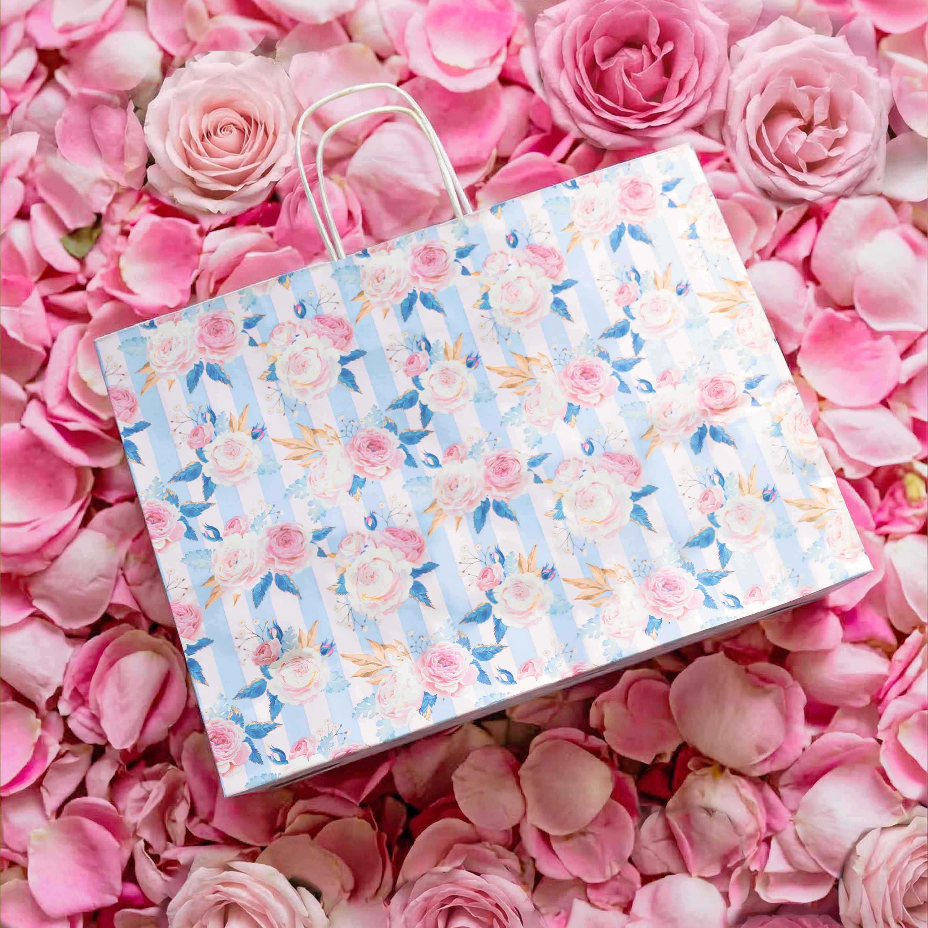 Shopper Carta Fantasia Rose Shabby Chic Manico in Cordino - Image 2