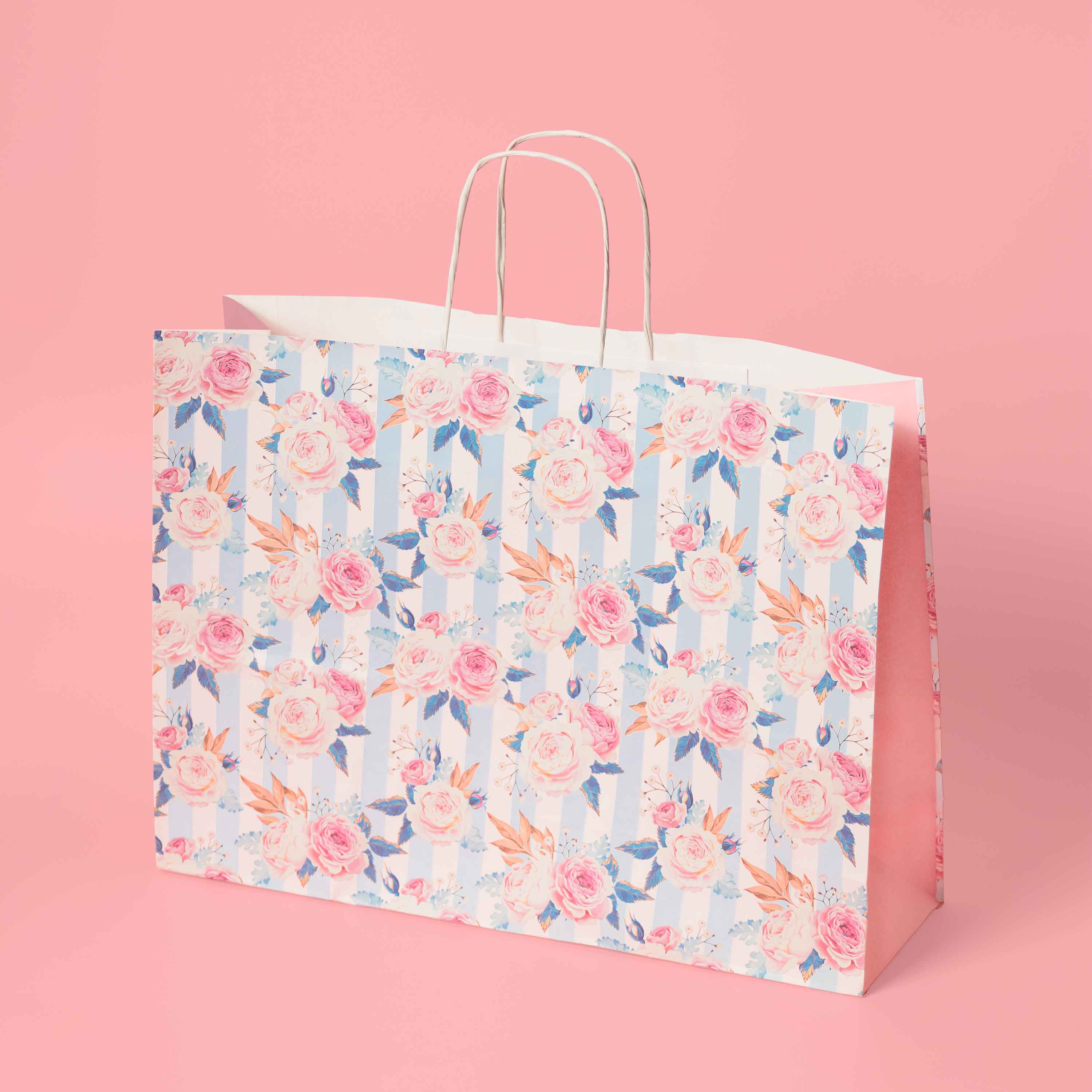Shopper Carta Fantasia Rose Shabby Chic Manico in Cordino - Image 6