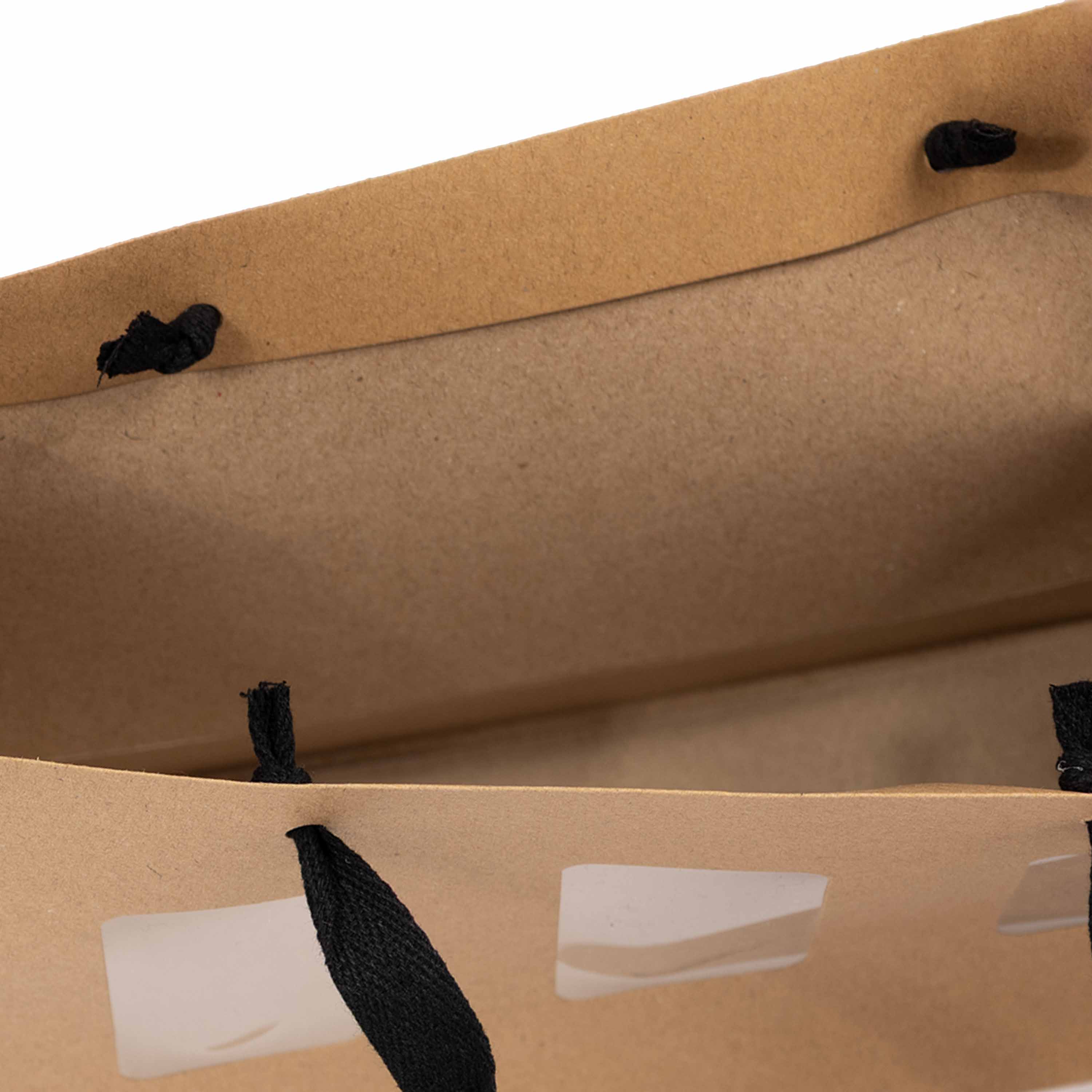 Shopper Carta Portavasetti con Finestra e Manici in Cotone Nero - Image 4