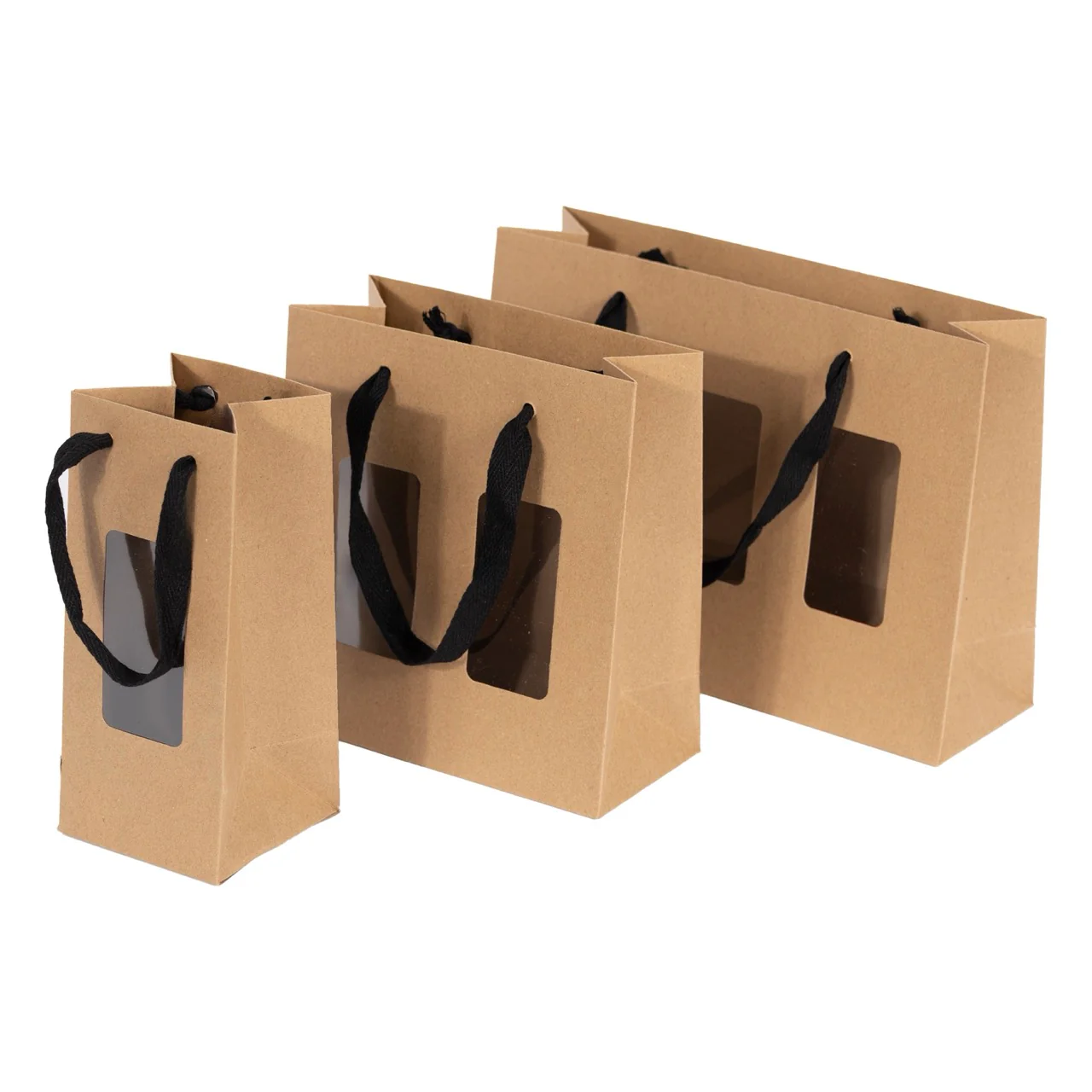 Shopper Carta Portavasetti con Finestra e Manici in Cotone Nero - Image 5