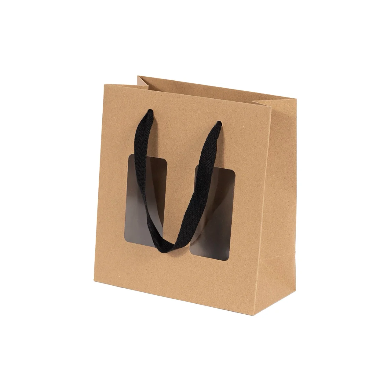 Shopper Carta Portavasetti con Finestra e Manici in Cotone Nero - Image 7