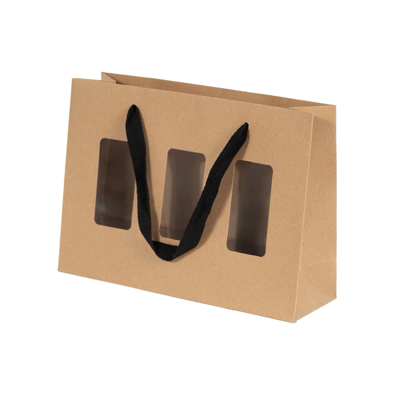 Shopper Carta Portavasetti con Finestra e Manici in Cotone Nero - Image 8