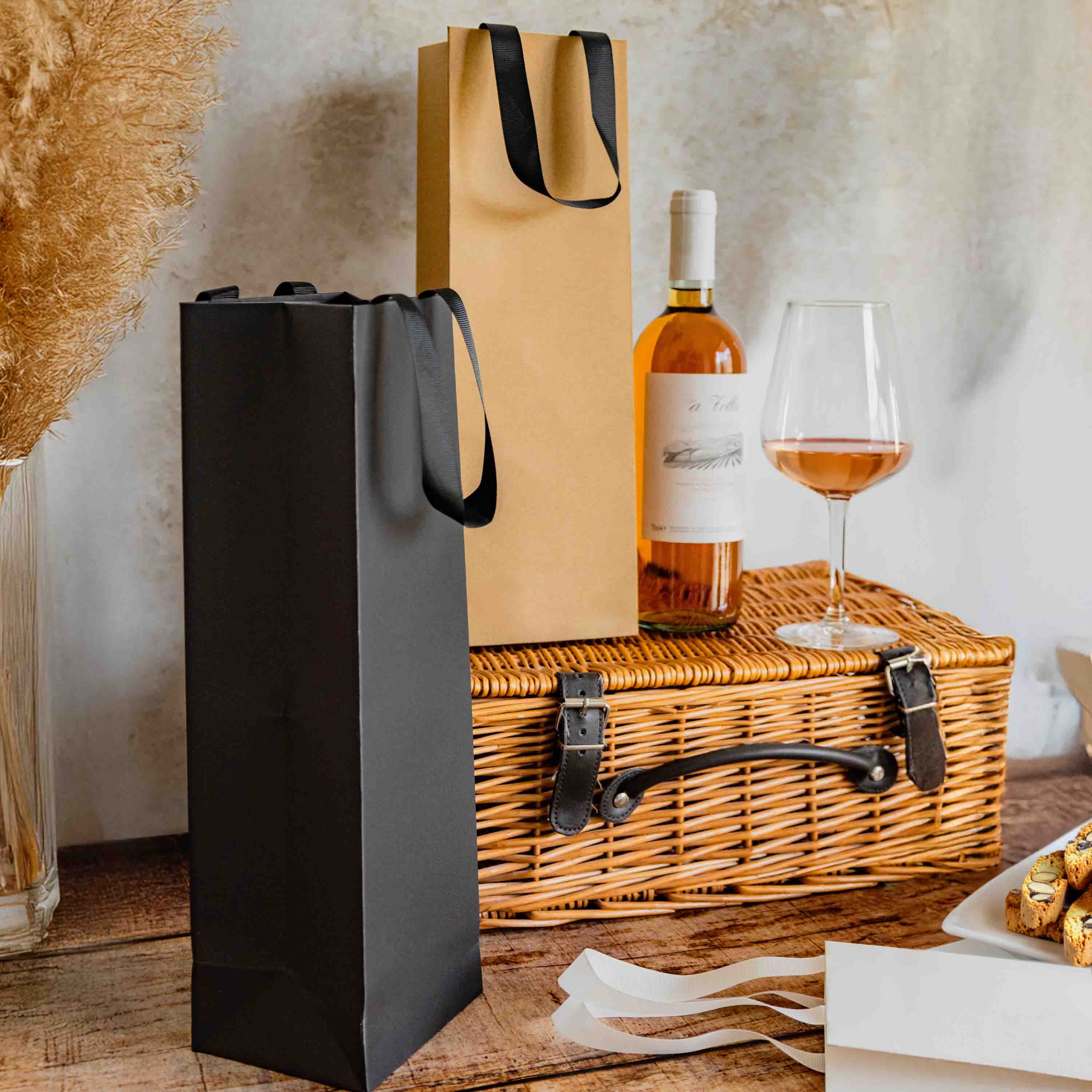 Shopper Elegance Portabottiglia con Manico Gros Grain - Image 2