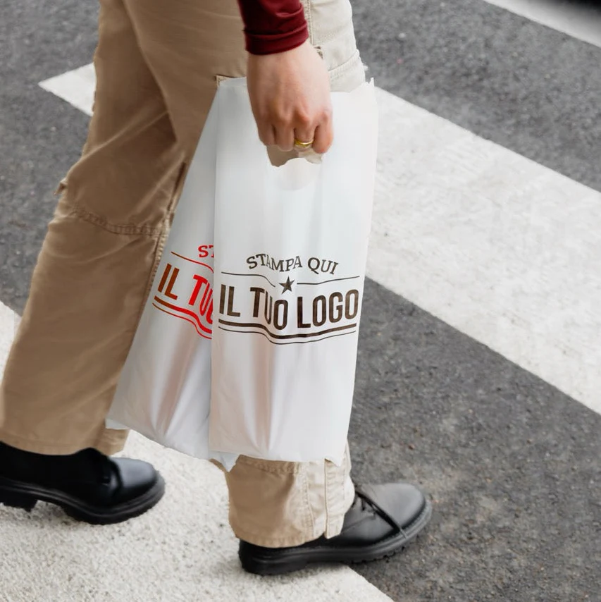 Shopper in Plastica Bianca Porta Bottiglie Personalizzabile - Image 2