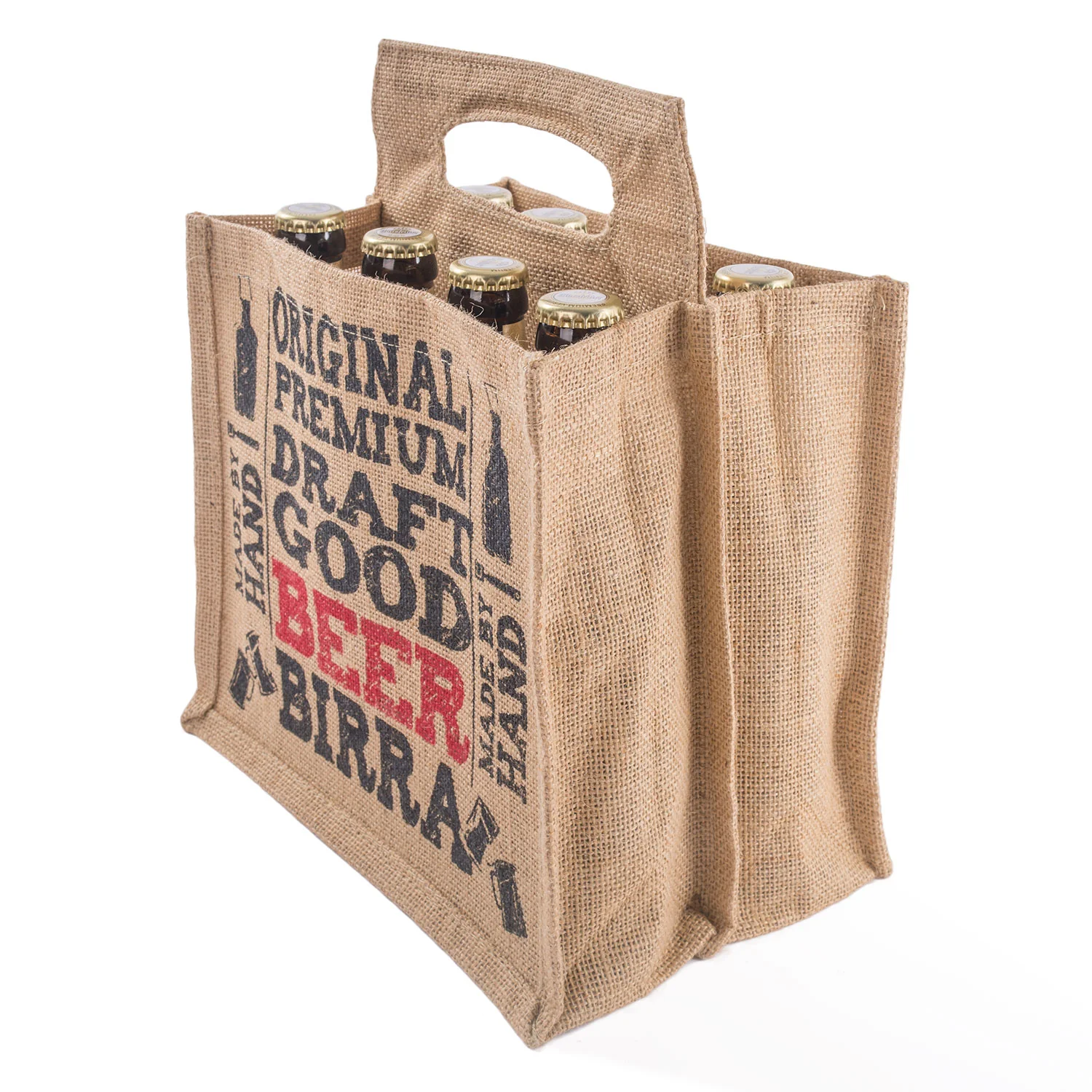 Shopper Juta Portabottiglie Birra con stampa Naturale - Image 2