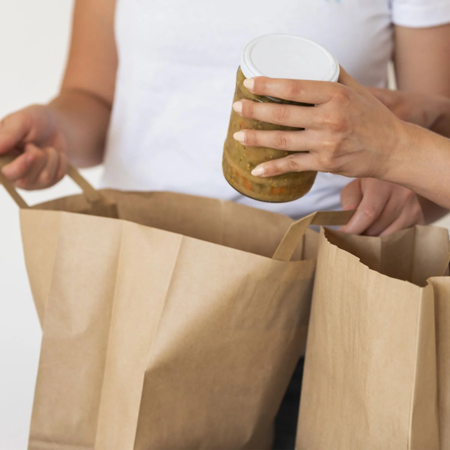Shopper Carta Kraft Linea Food Avana Fondo Largo - Image 2