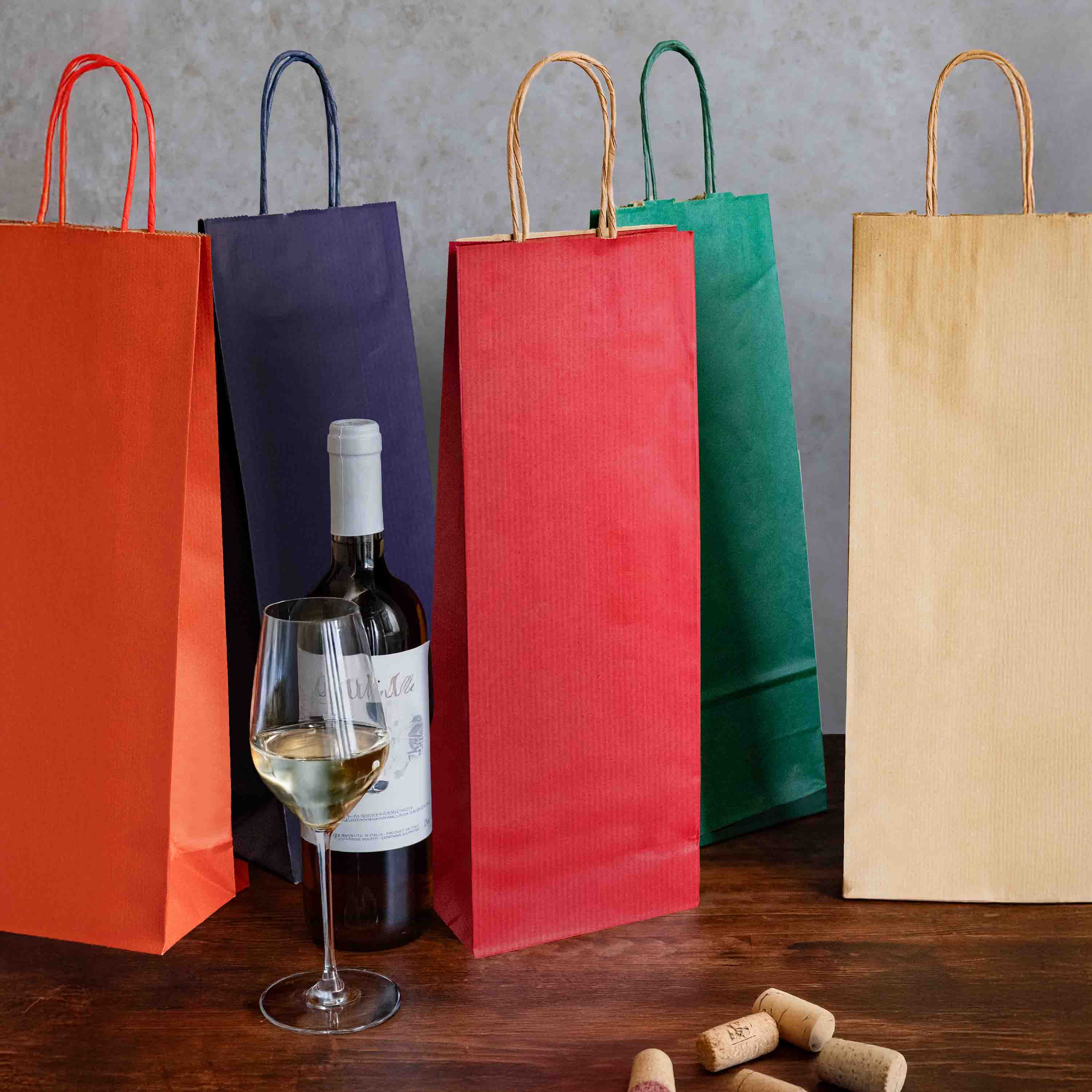 Shopper per Bottiglie Carta Sealing Colorata Cordino - Image 2