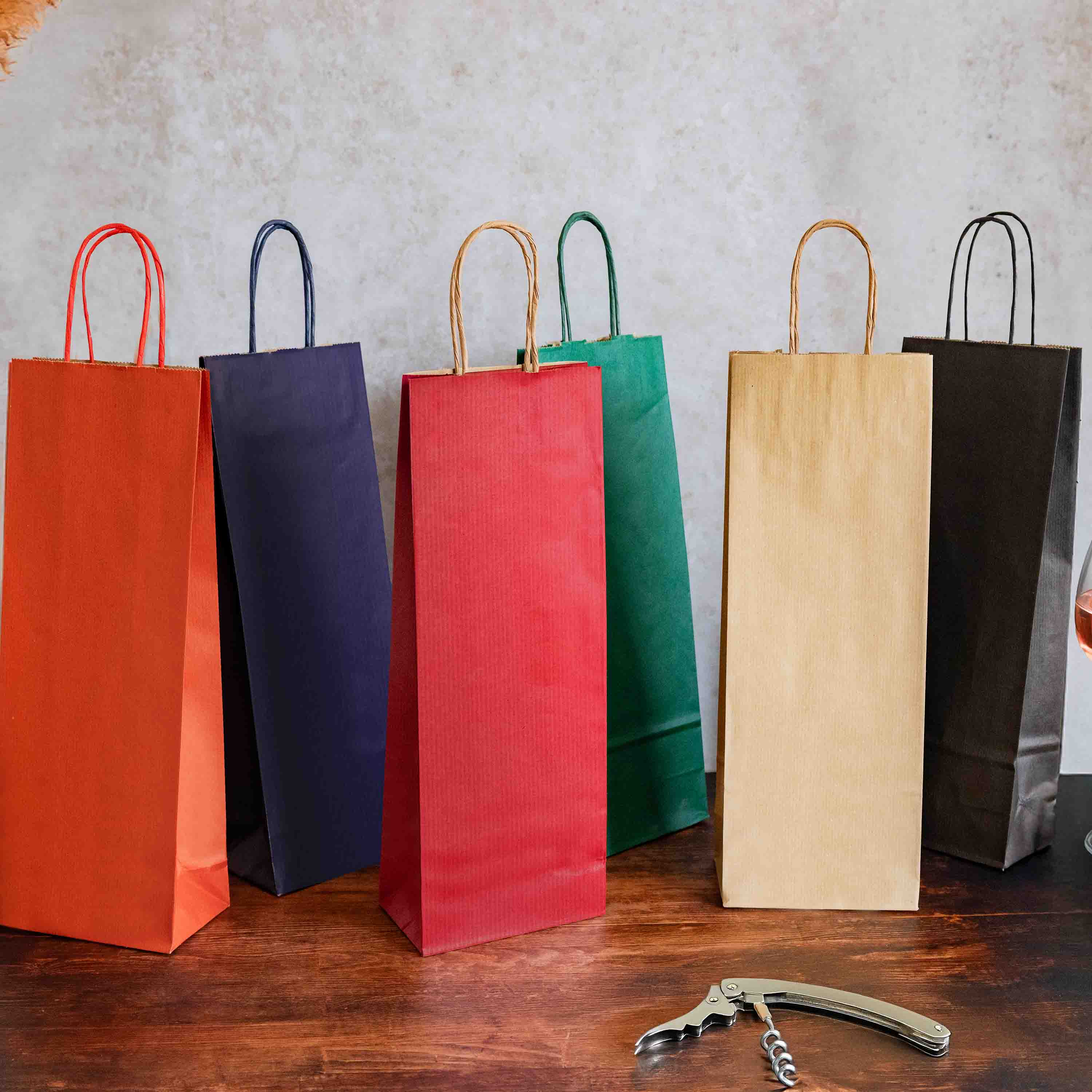 Shopper per Bottiglie Carta Sealing Colorata Cordino - Image 3