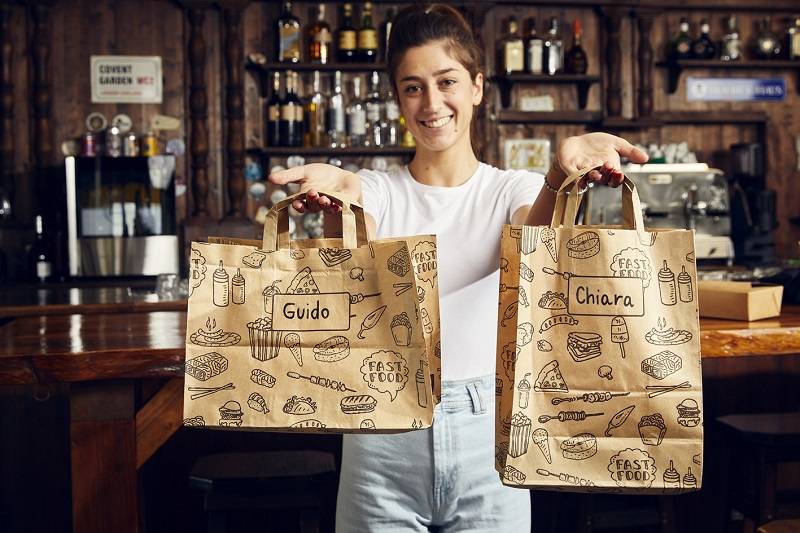 Shopper take away in carta per asporto con scritte - Image 2