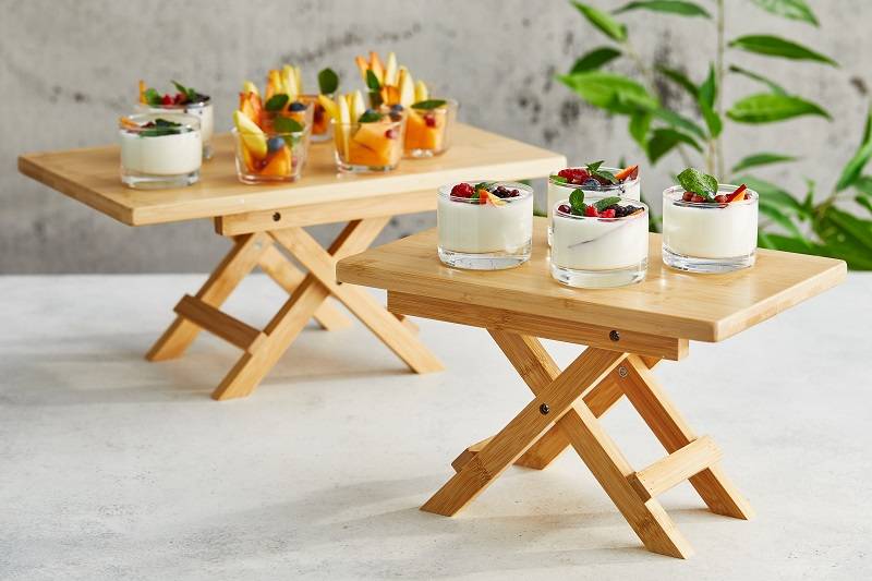 Stand buffet bamboo con gambe richiudbili - Image 2
