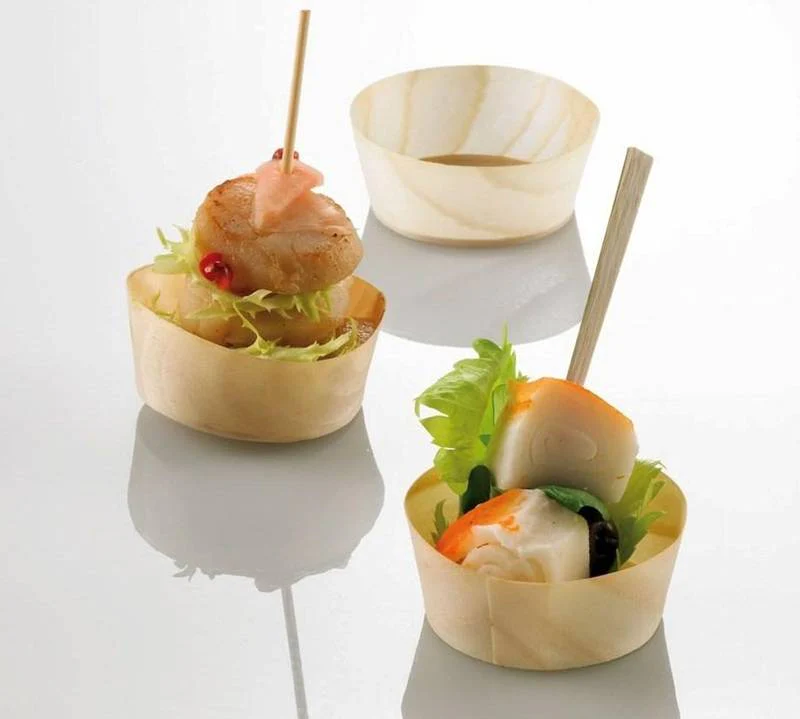 VASCHETTINA FINGERFOOD IN LEGNO ROTONDA BASSA