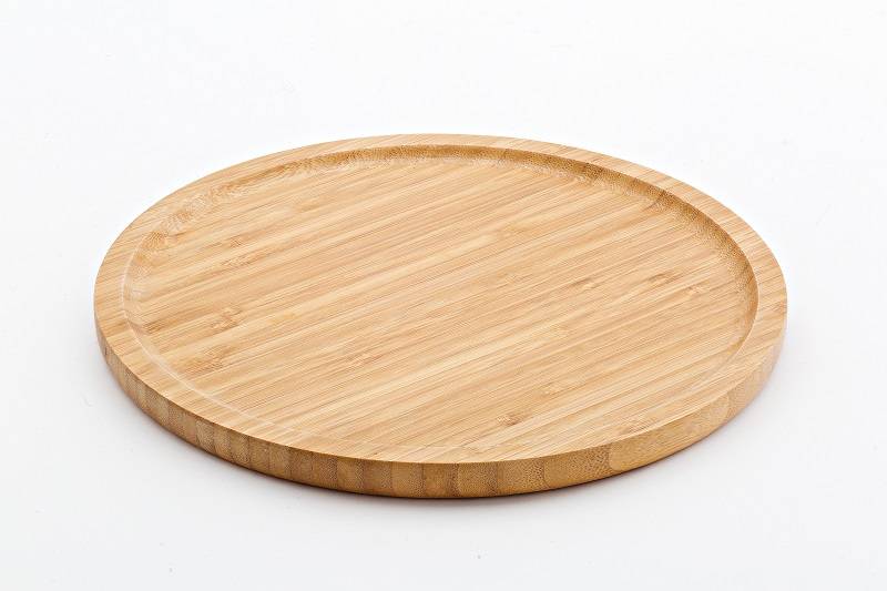 Vassoio rotondo in bamboo con bordi rialzati